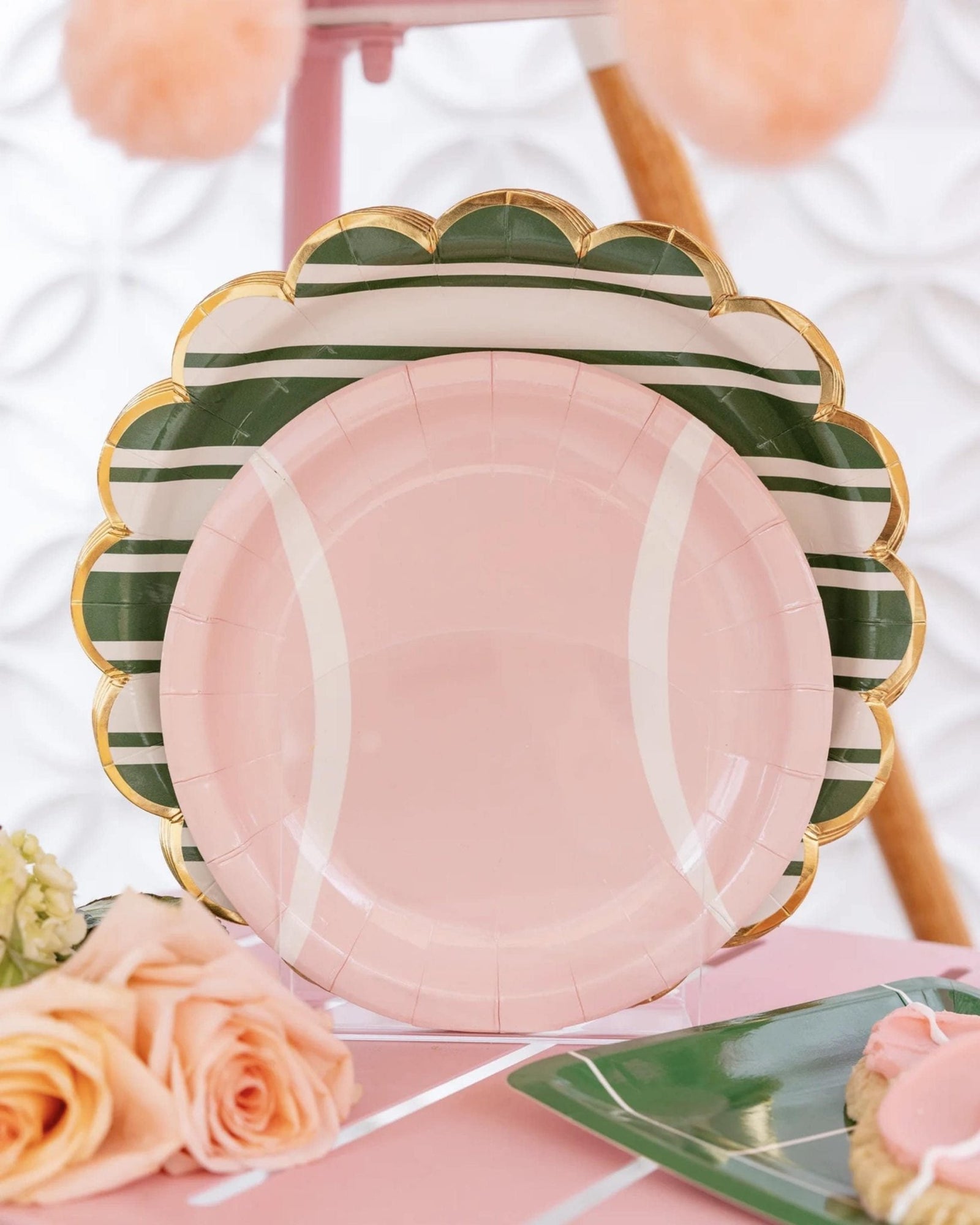 Pink Tennis Ball Plates - Stesha Party