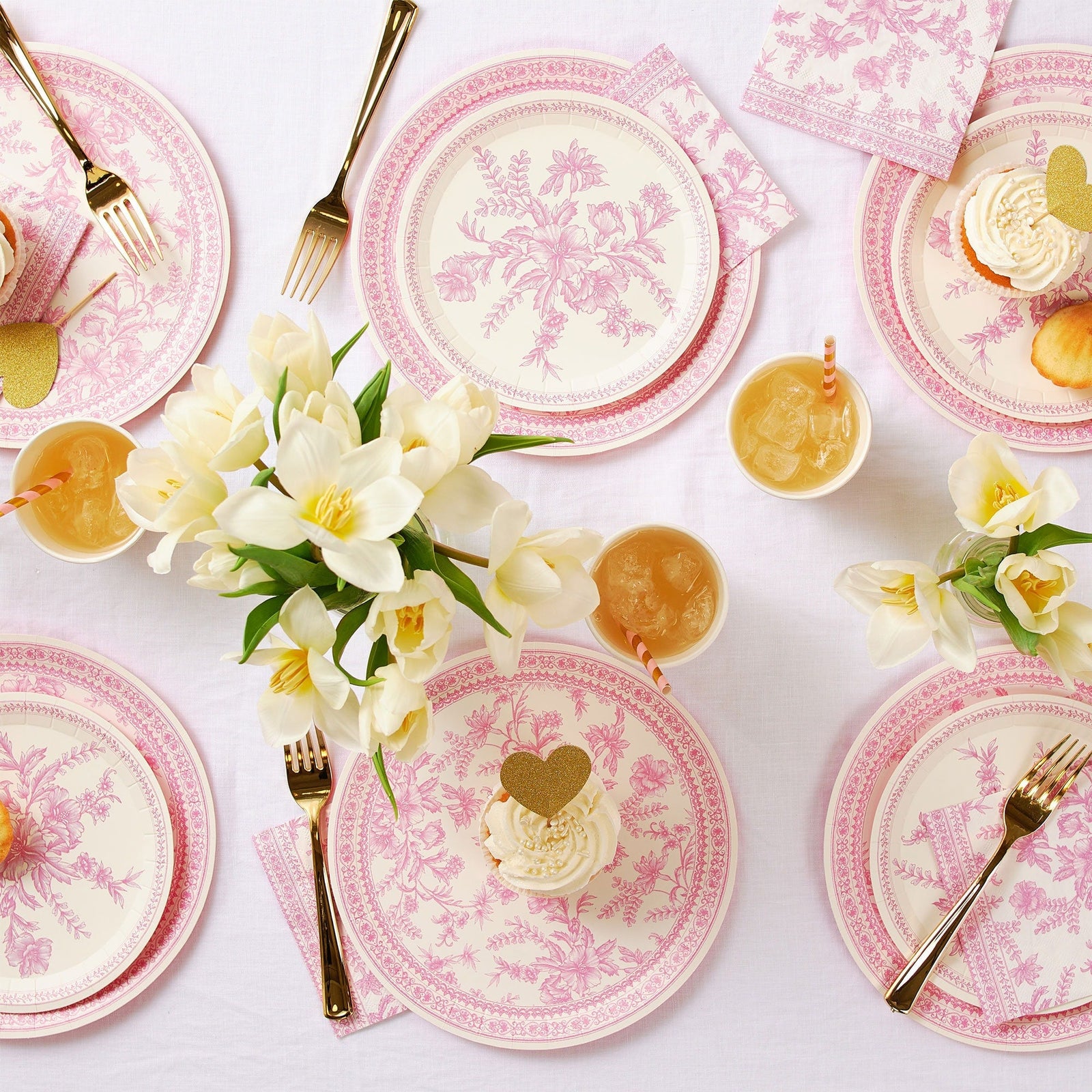 Pink Toile Cake Plates - Stesha Party