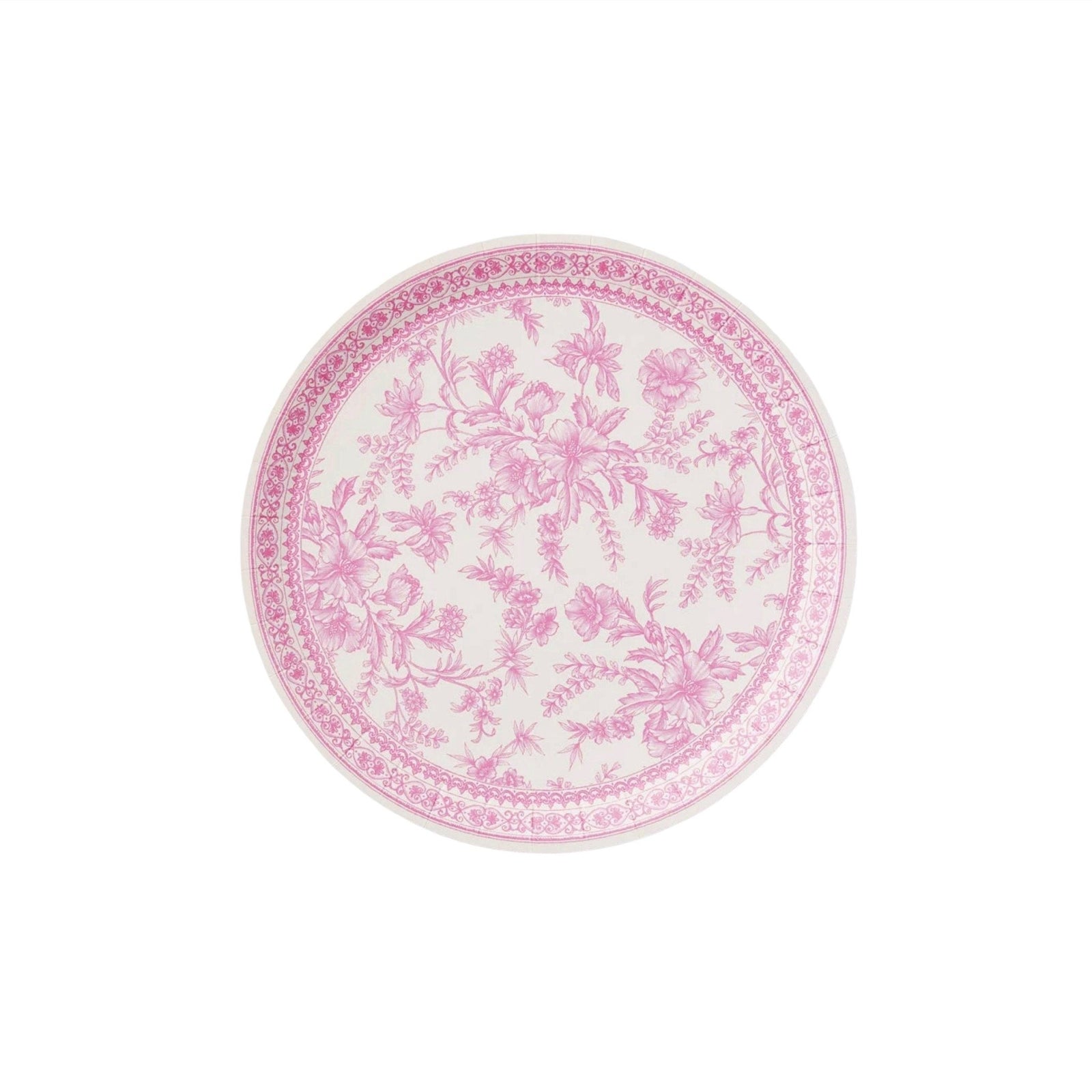 Pink Toile Paper Dinner Plates - Stesha Party