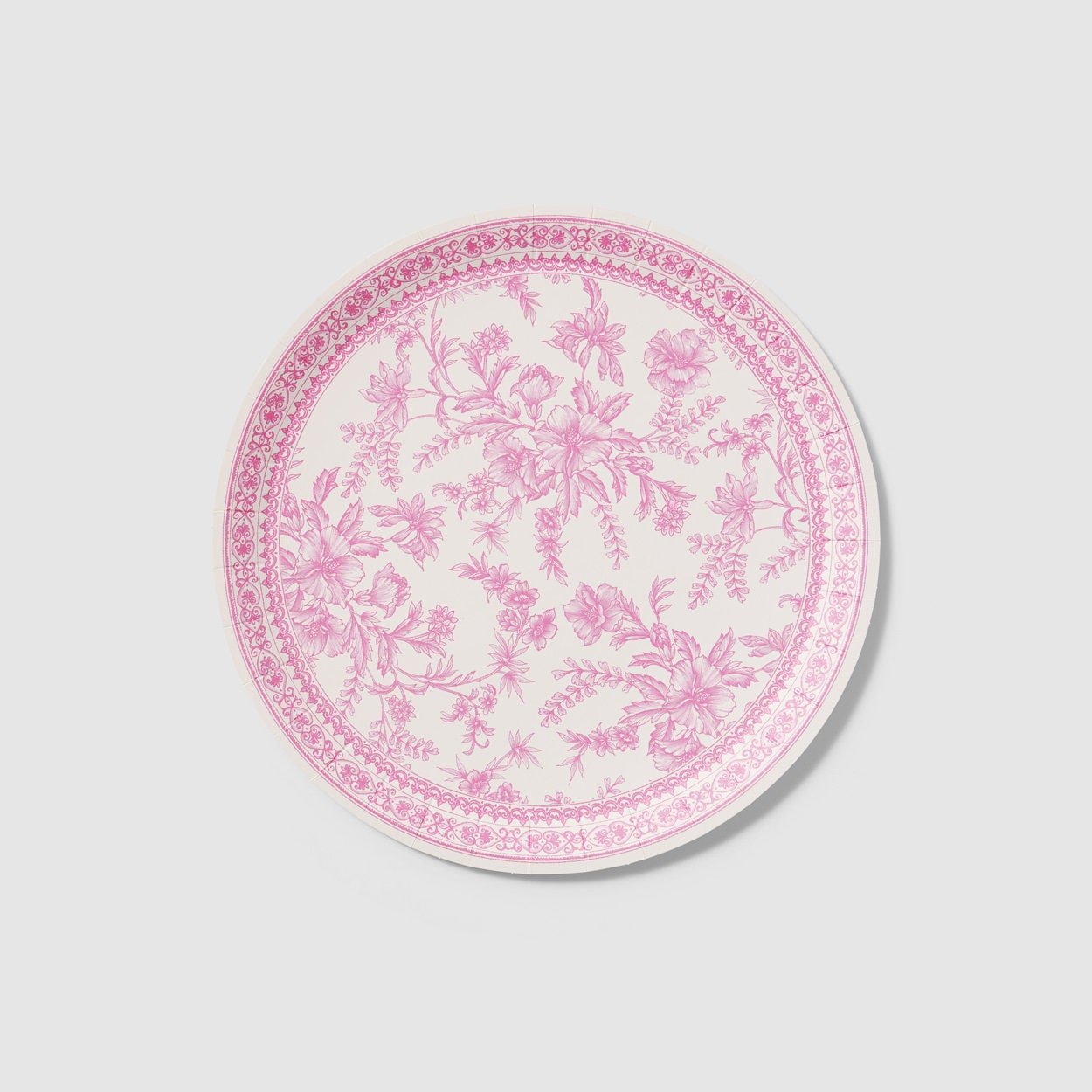 Pink Toile Paper Dinner Plates - Stesha Party