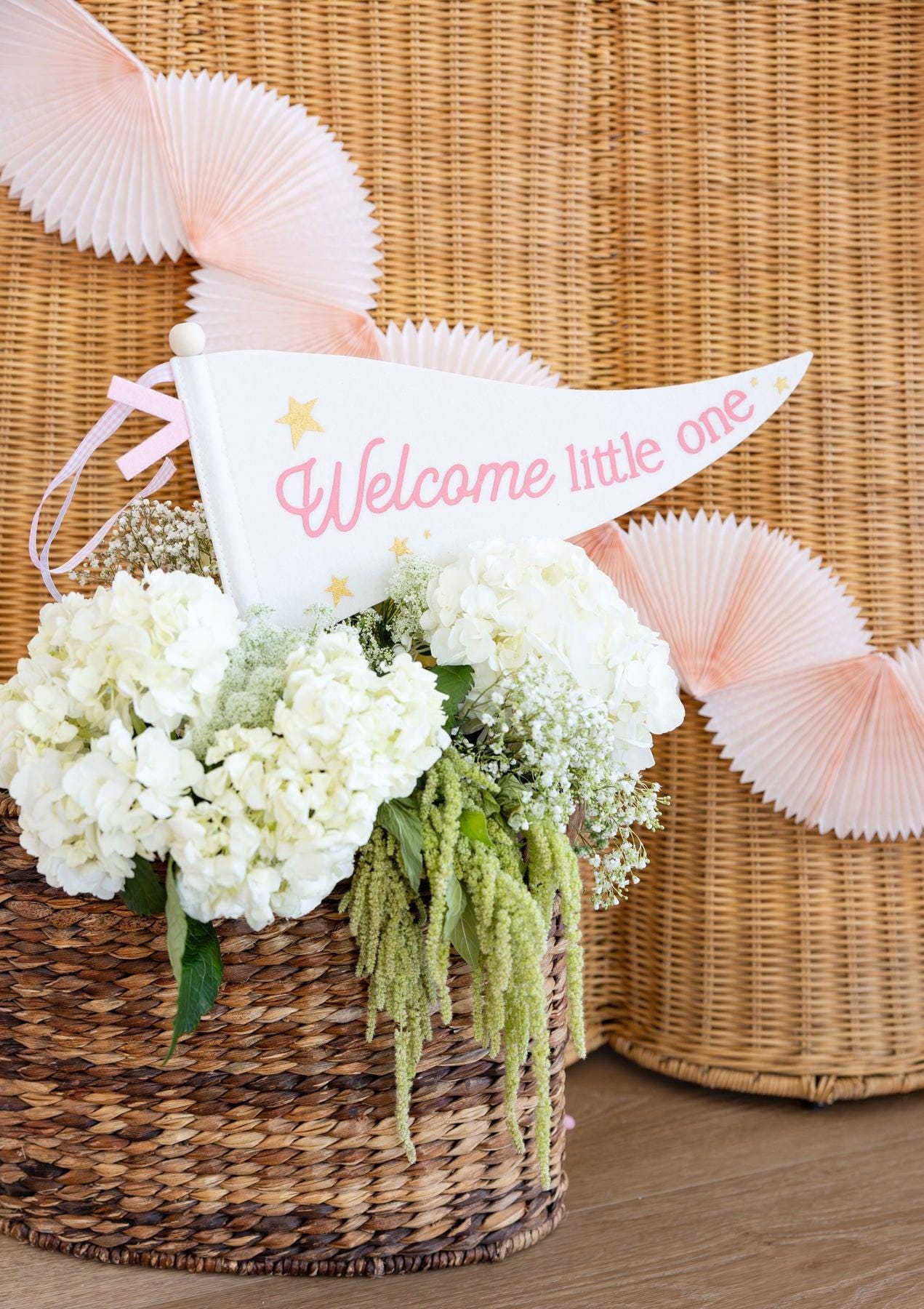 Pink Welcome Little One Felt Flag - Stesha Party