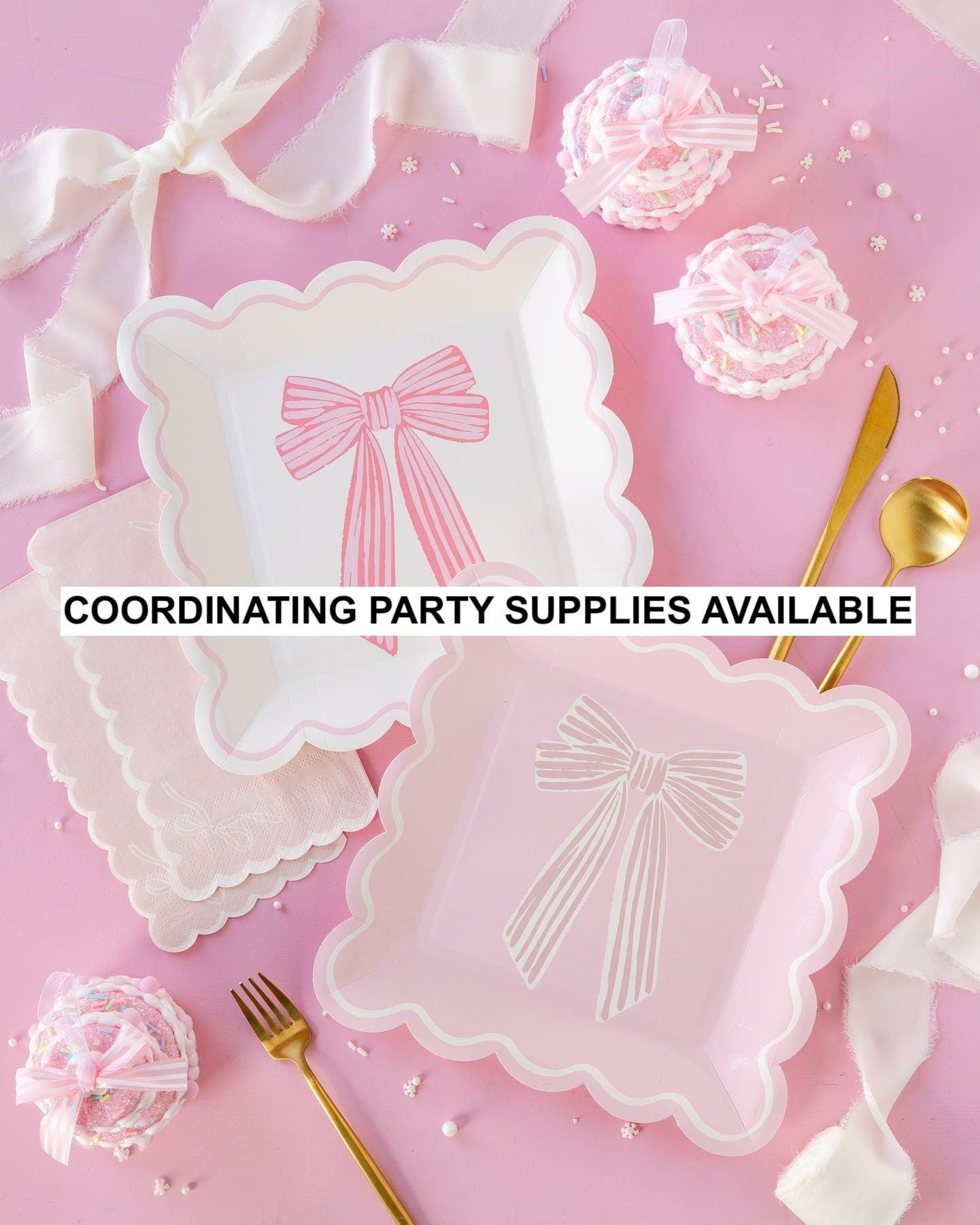 Pink & White Bow Cocktail Napkins 24ct - Stesha Party