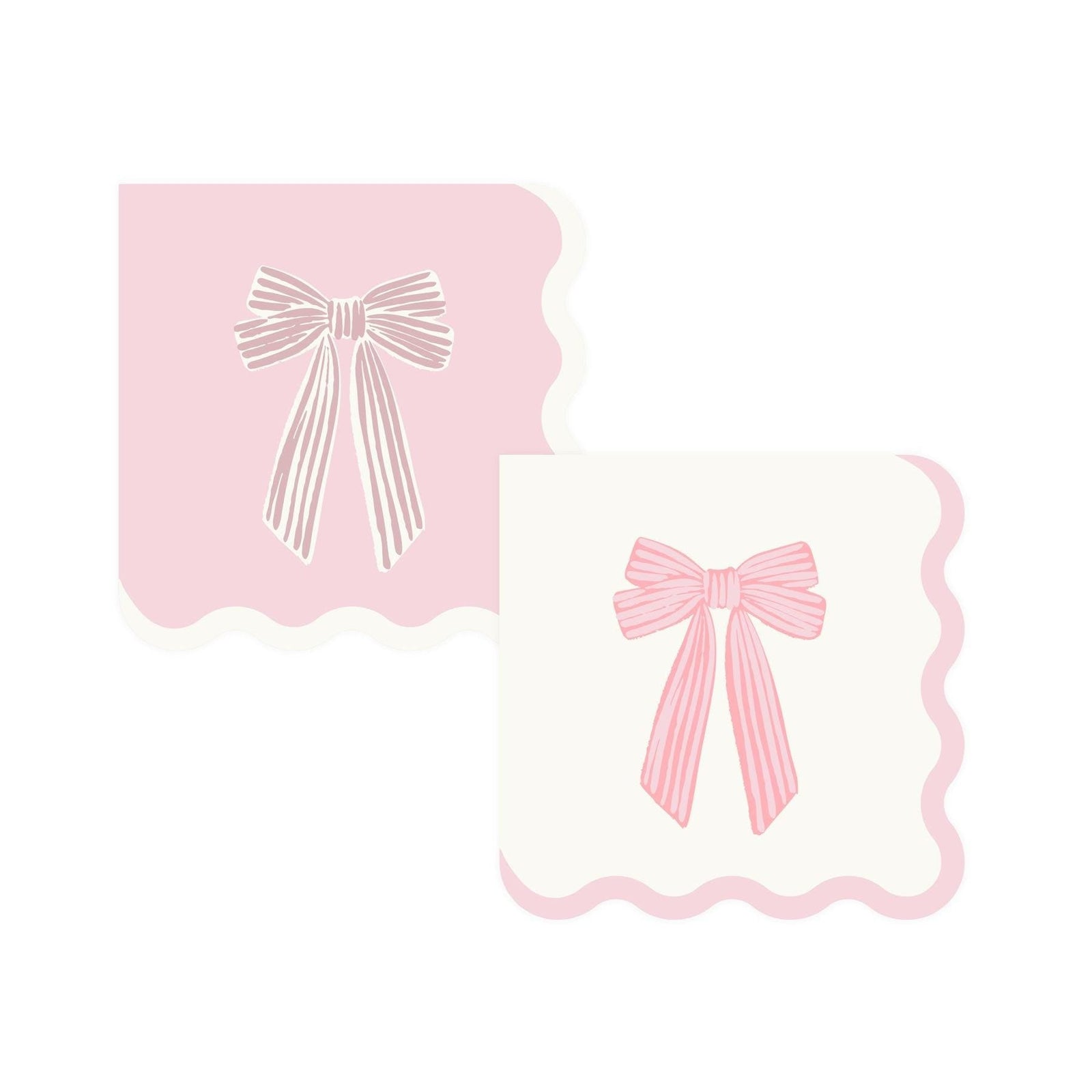 Pink & White Bow Cocktail Napkins 24ct - Stesha Party