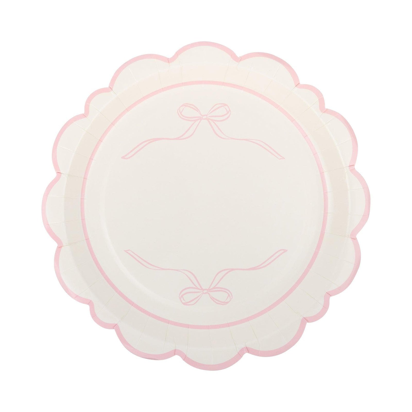 Pink & White Bow Paper Plates 8ct - Stesha Party
