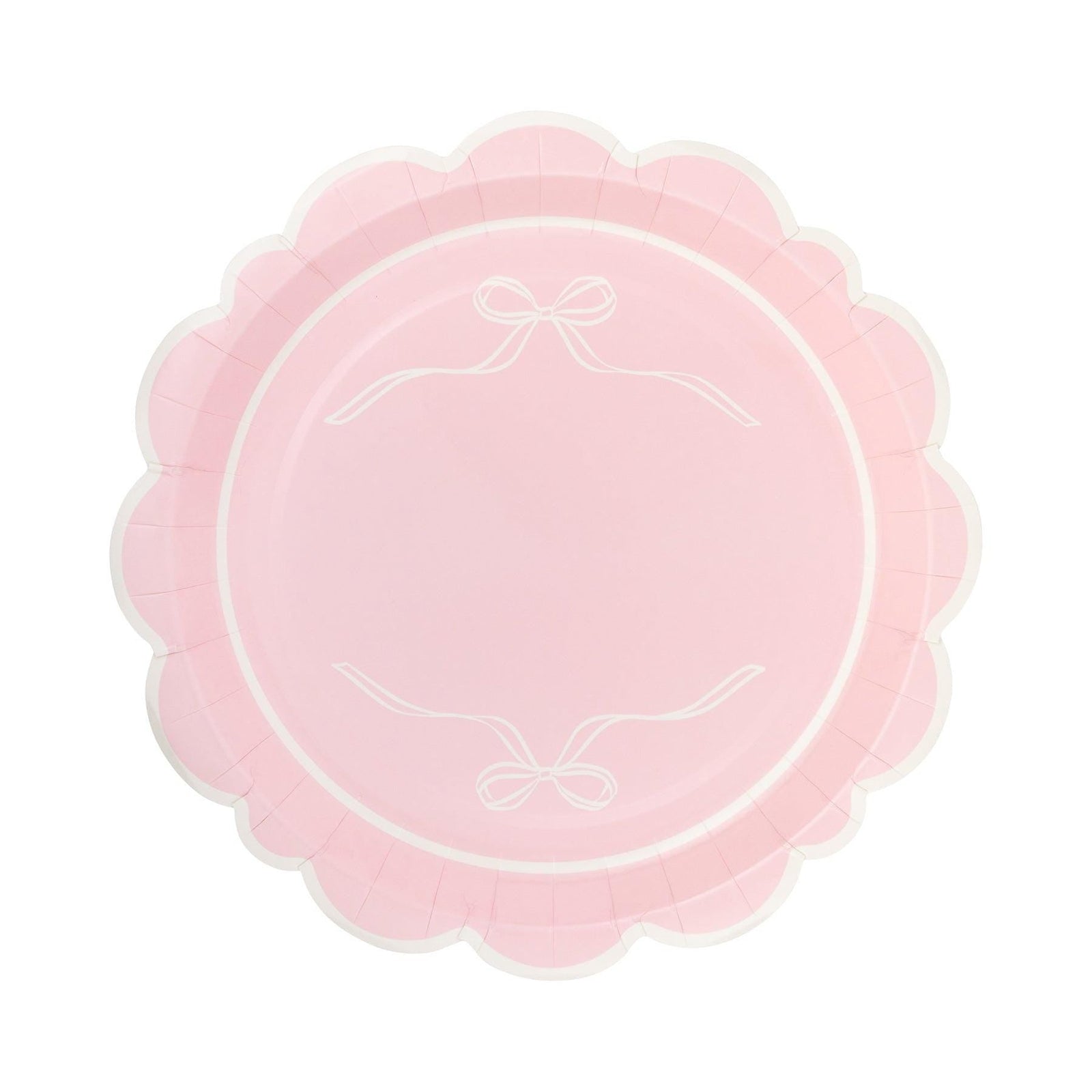 Pink & White Bow Paper Plates 8ct - Stesha Party