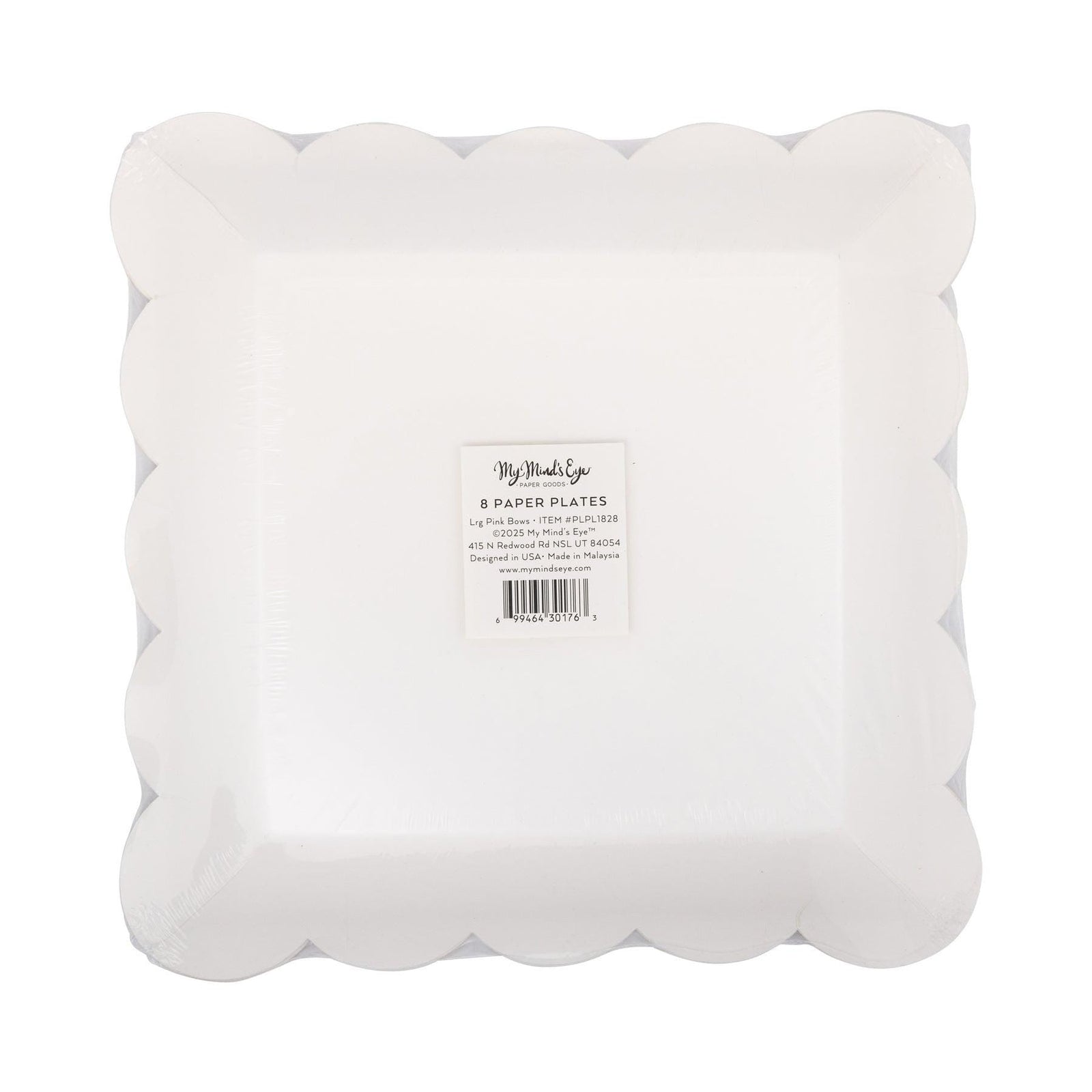 Pink & White Bows Scalloped Plates 8ct - Stesha Party