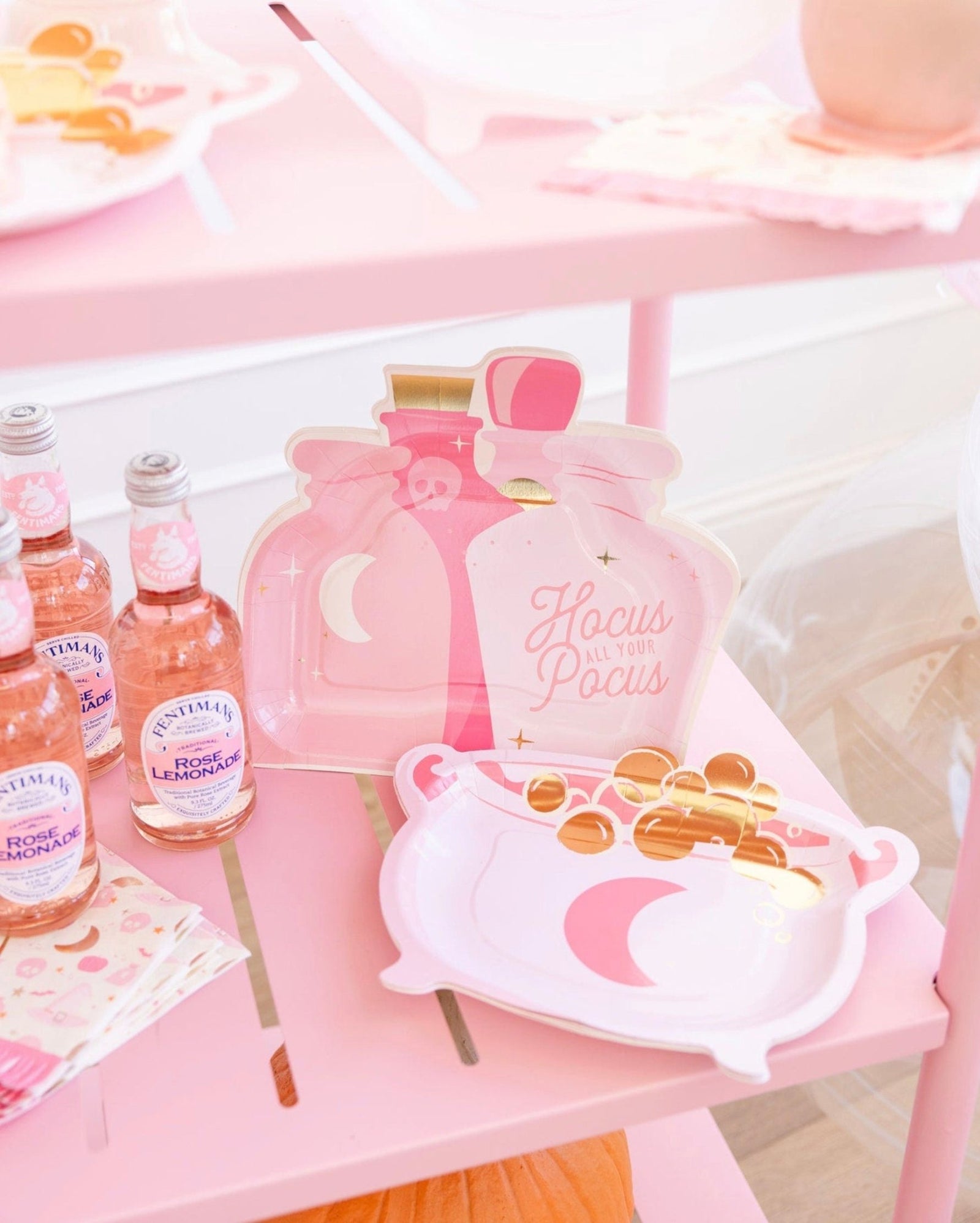 Pink Witch Cauldron Plates - Stesha Party