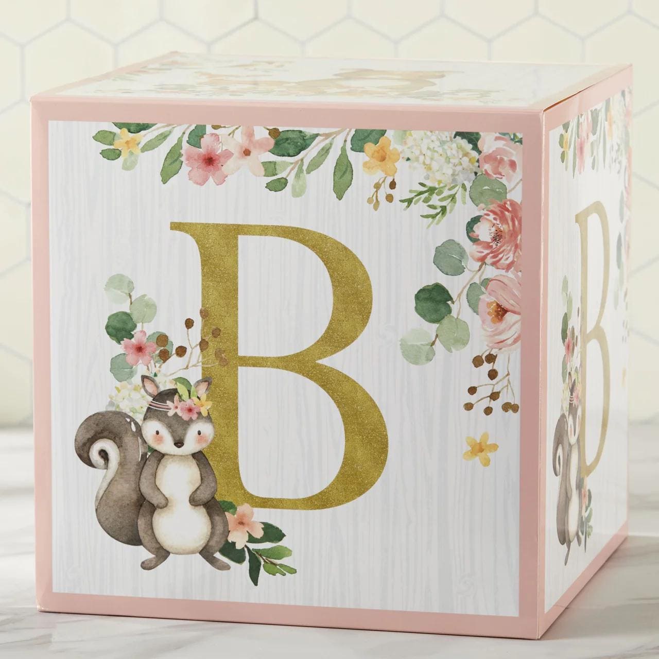 Pink Woodland Baby Block Boxes 4ct - Stesha Party