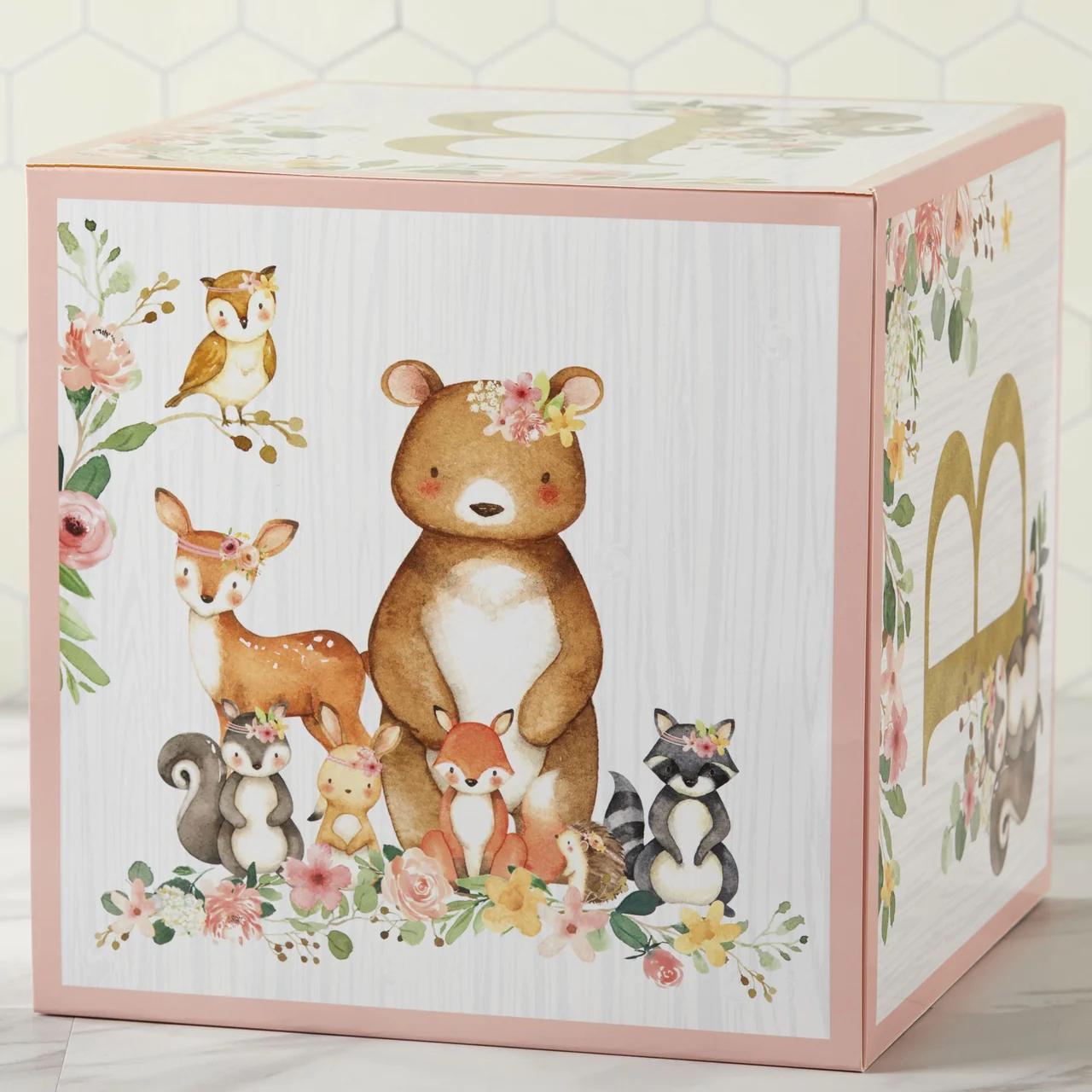 Pink Woodland Baby Block Boxes 4ct - Stesha Party