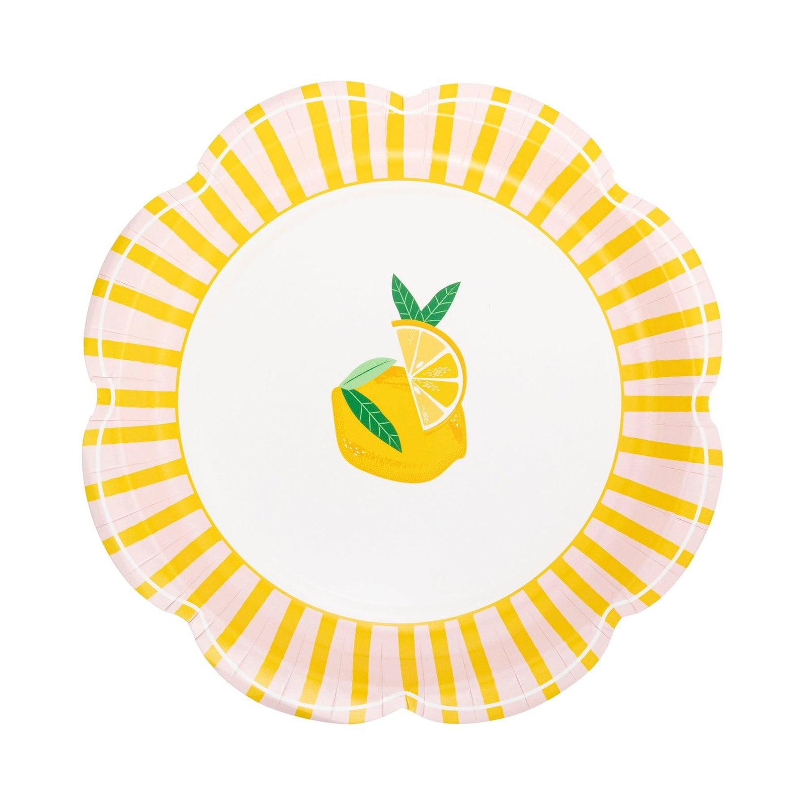 Pink Yellow Stripe Lemon Plates 8ct - Stesha Party
