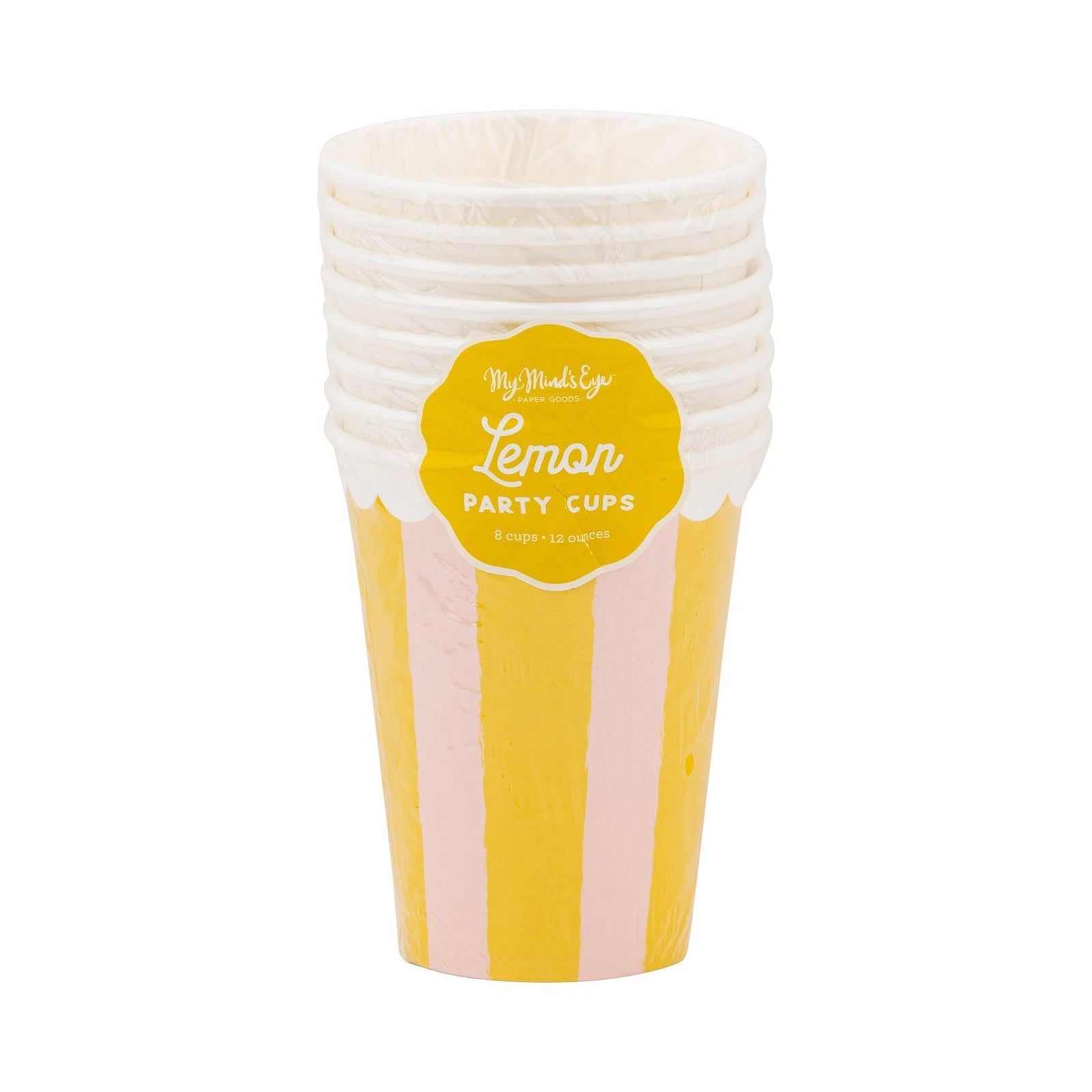 Pink Yellow Striped Cups 8ct - Stesha Party