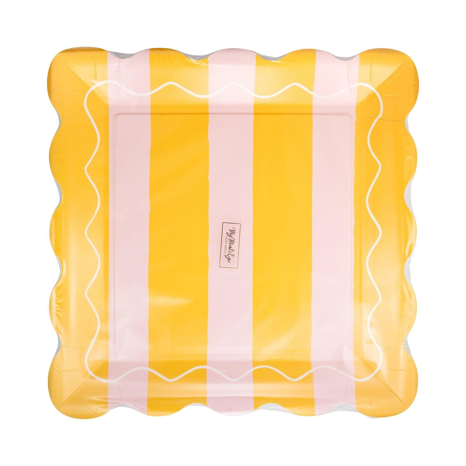 Pink & Yellow Striped Plates 8ct. - Stesha Party