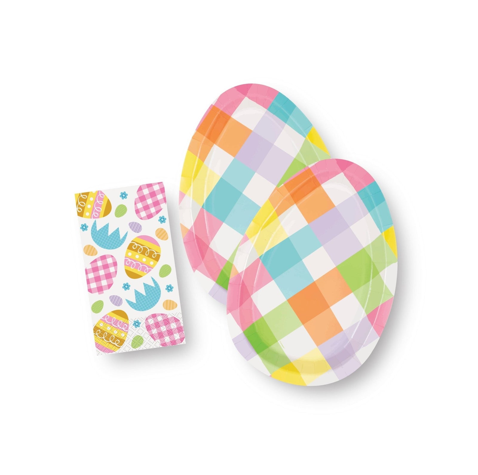 Plaid Easter Egg Plates & Napkin Set - Stesha Party