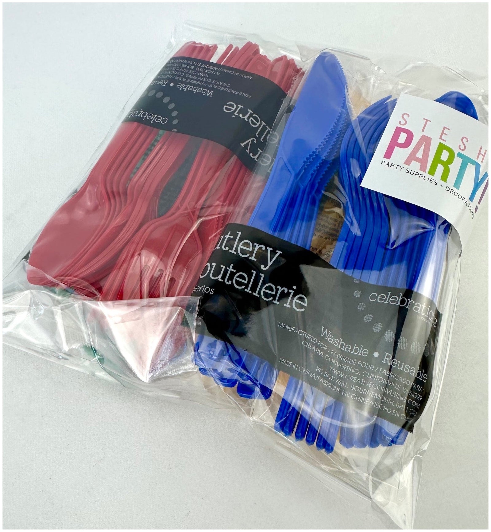 Primary Colors Plastic Cutlery 24 Guests - Stesha Party