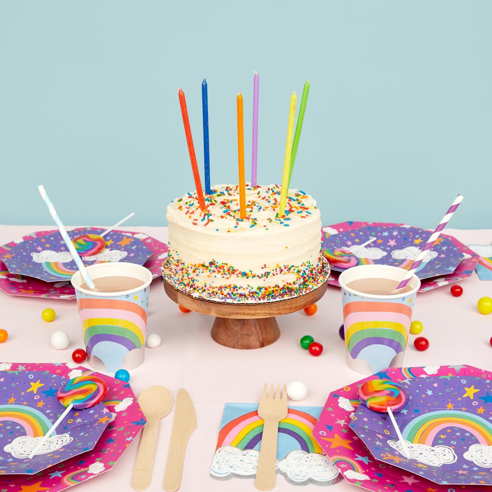 Purple Rainbow Cake Plates 10ct - Stesha Party