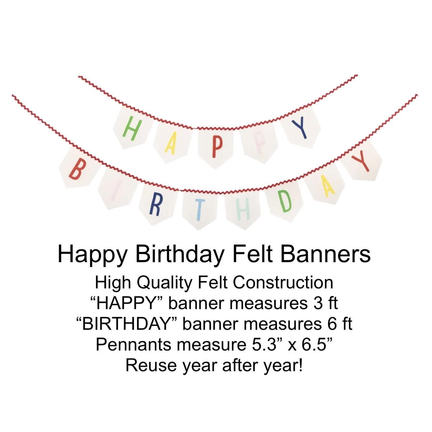 Rainbow Birthday Felt Banner - Stesha Party