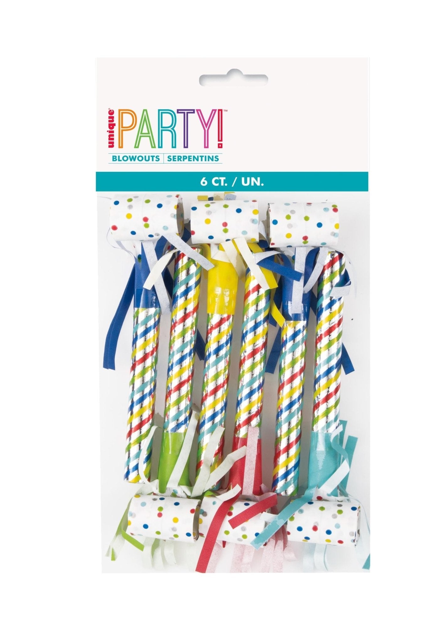 Rainbow Polka Dot Party Blowouts 6ct - Stesha Party