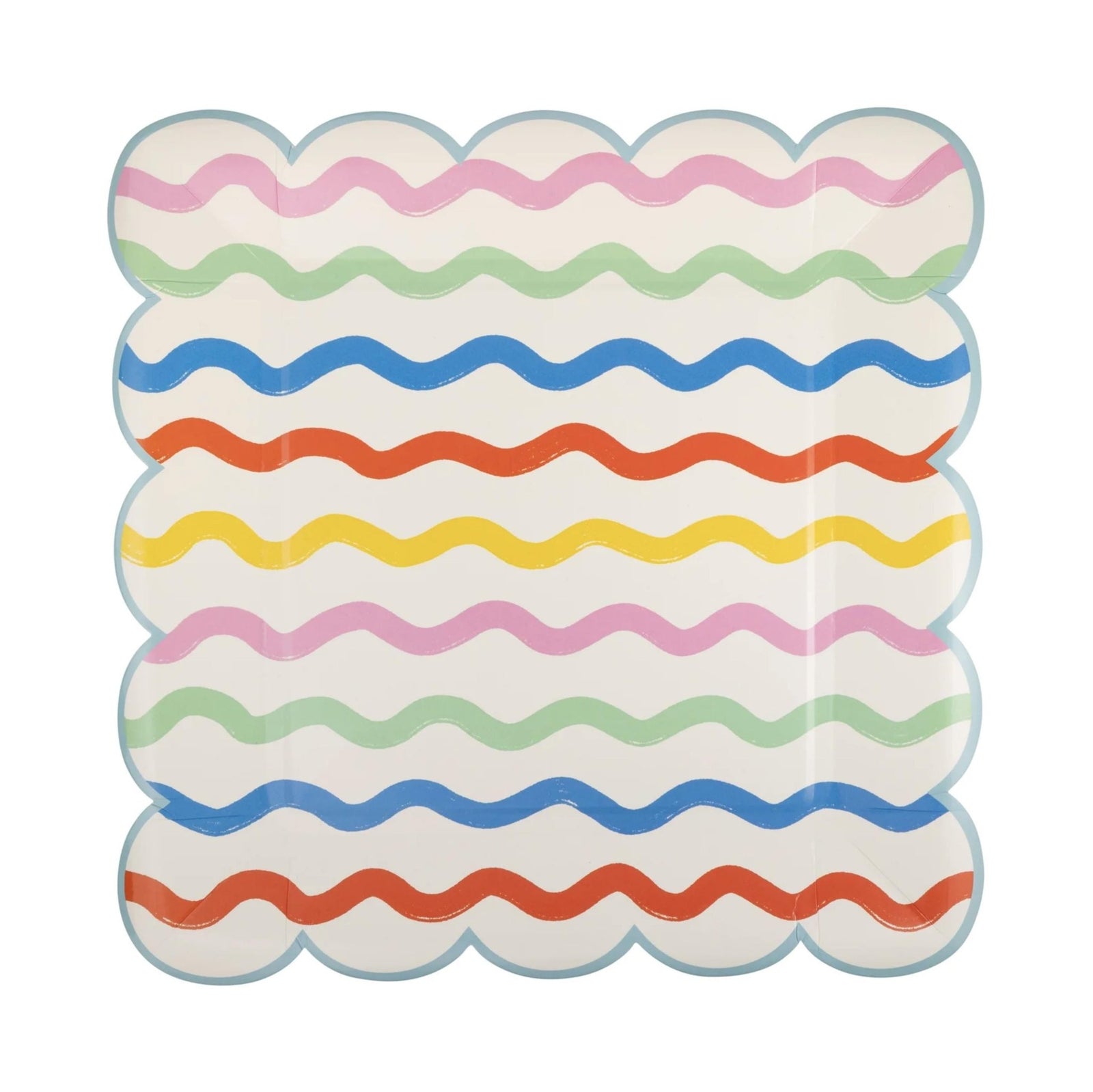 Rainbow Wavy Stripe Paper Plates 8ct - Stesha Party
