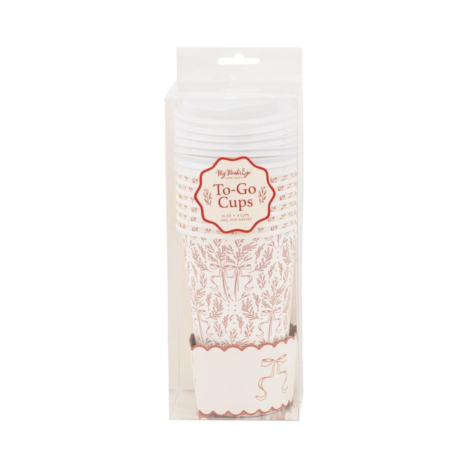 Red Bow Christmas To Go Cups 16oz - Stesha Party