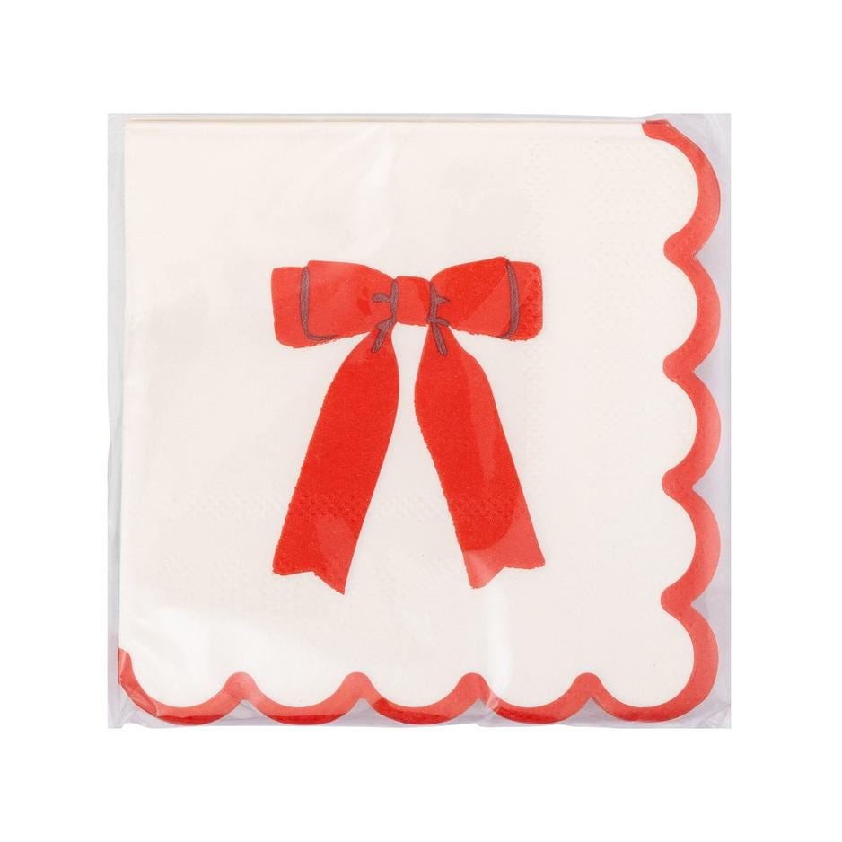 Red Bow Cocktail Napkins - Stesha Party