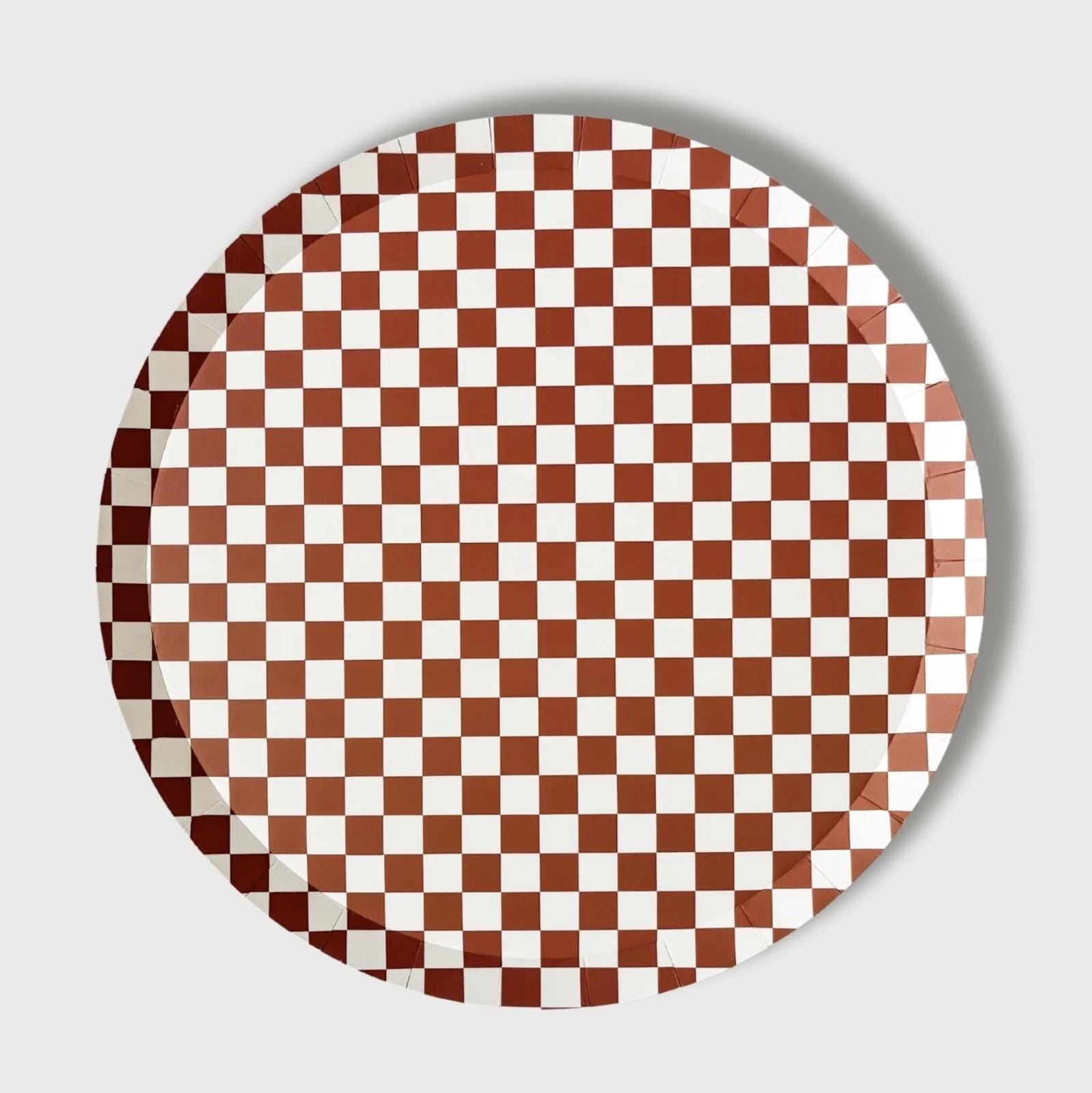 Red Checkered Paper Plates 8ct - Stesha Party
