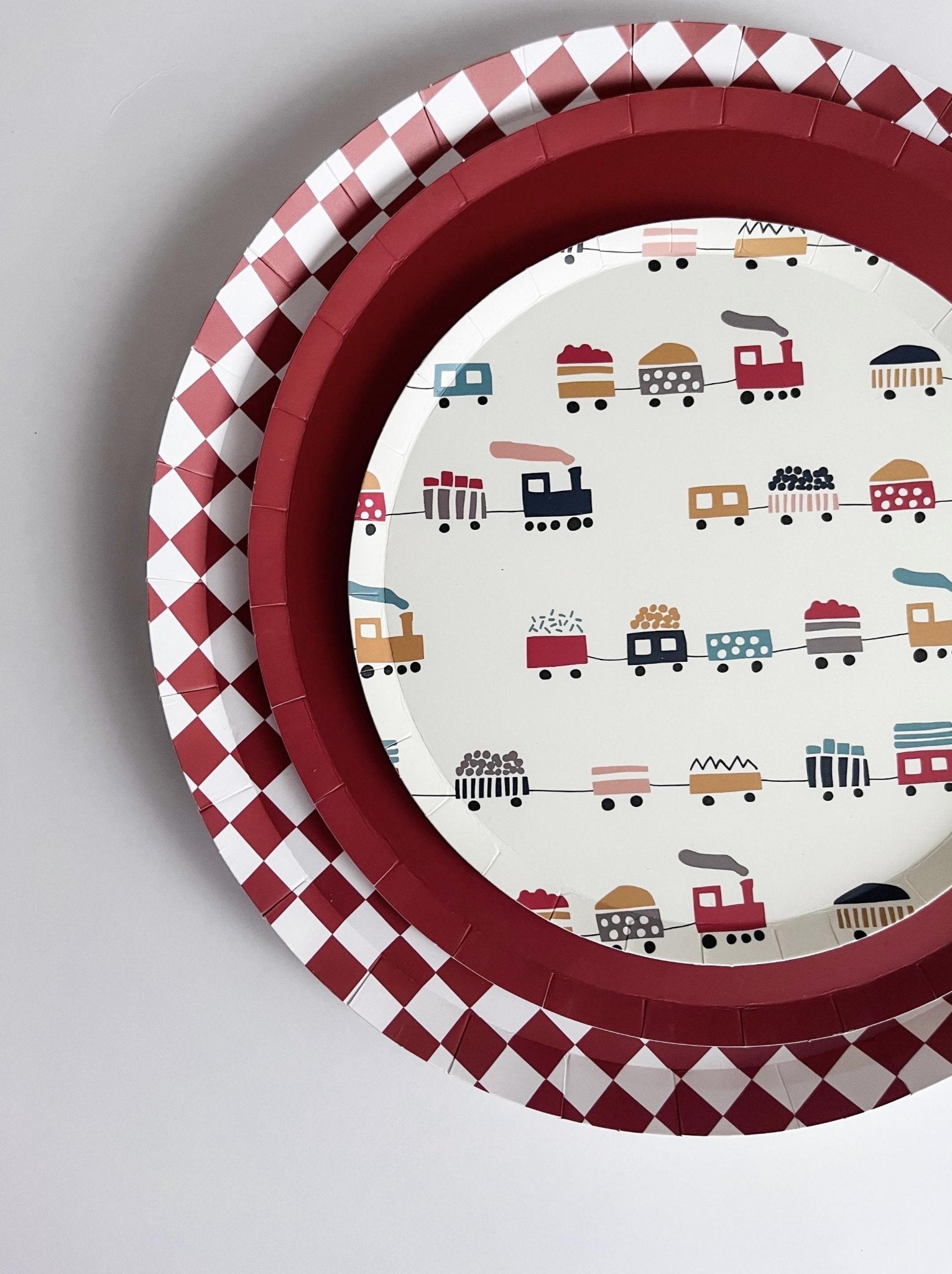 Red Checkered Paper Plates 8ct - Stesha Party