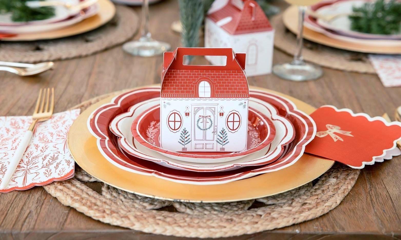 Red Christmas Bow Cocktail Napkins - Stesha Party