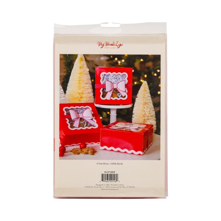 Red Christmas Cookie Gift Boxes with Bow - Stesha Party