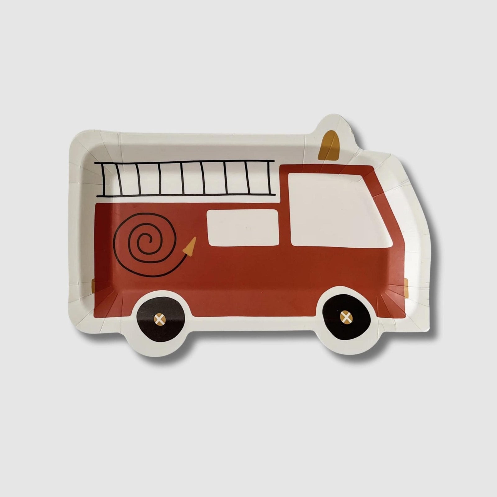 Red Firetruck Shaped Paper Plates 8ct - Stesha Party