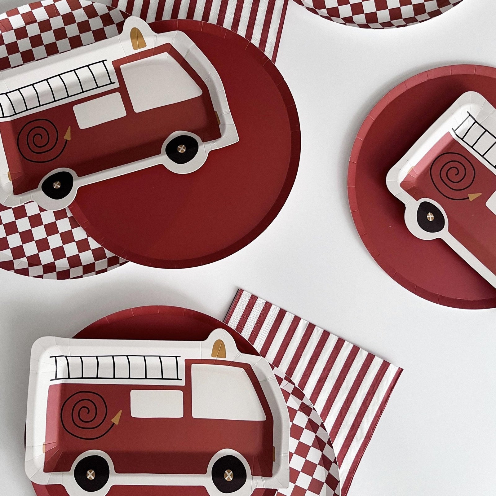 Red Firetruck Shaped Paper Plates 8ct - Stesha Party