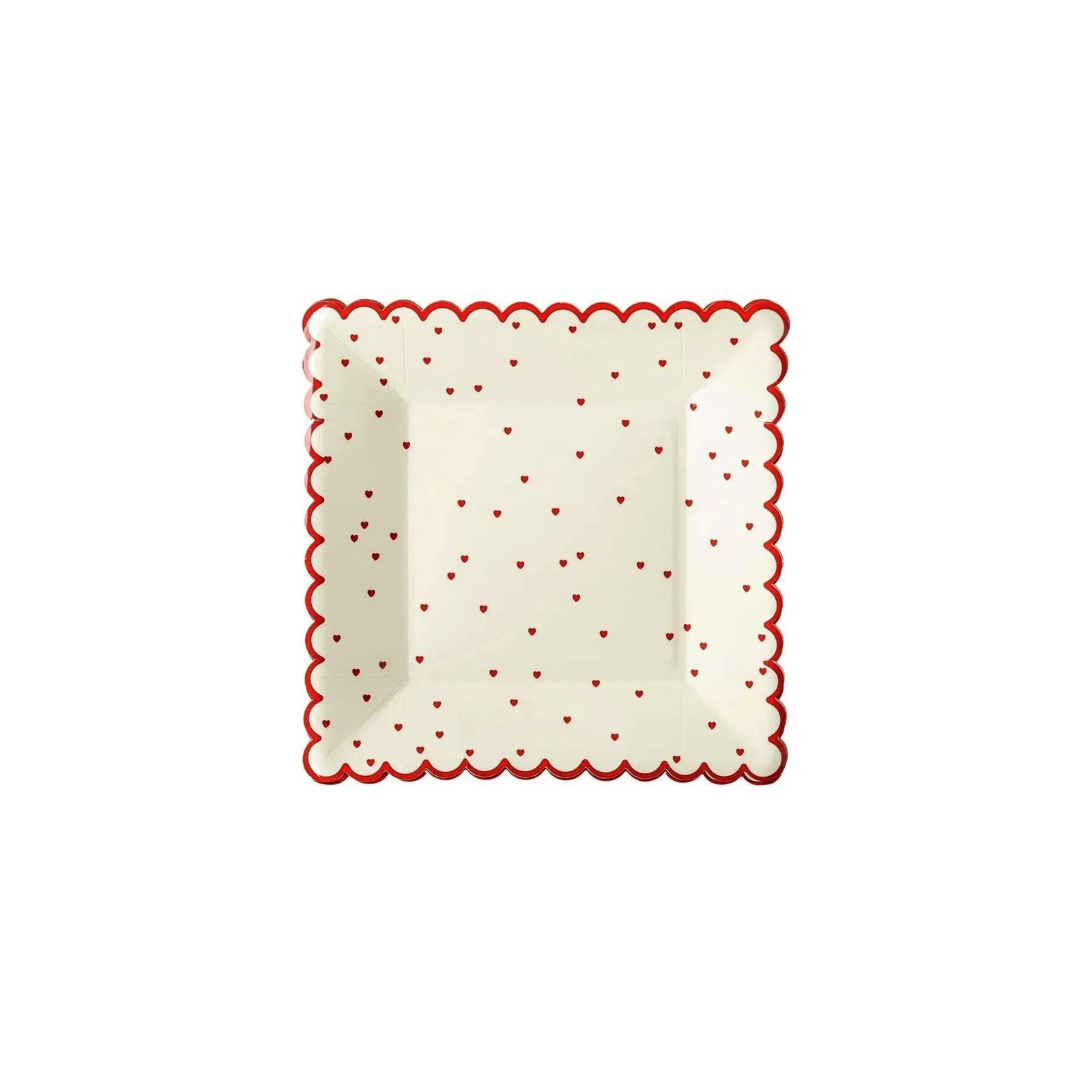 Red Hearts Scalloped Dessert Plates 8ct - Stesha Party