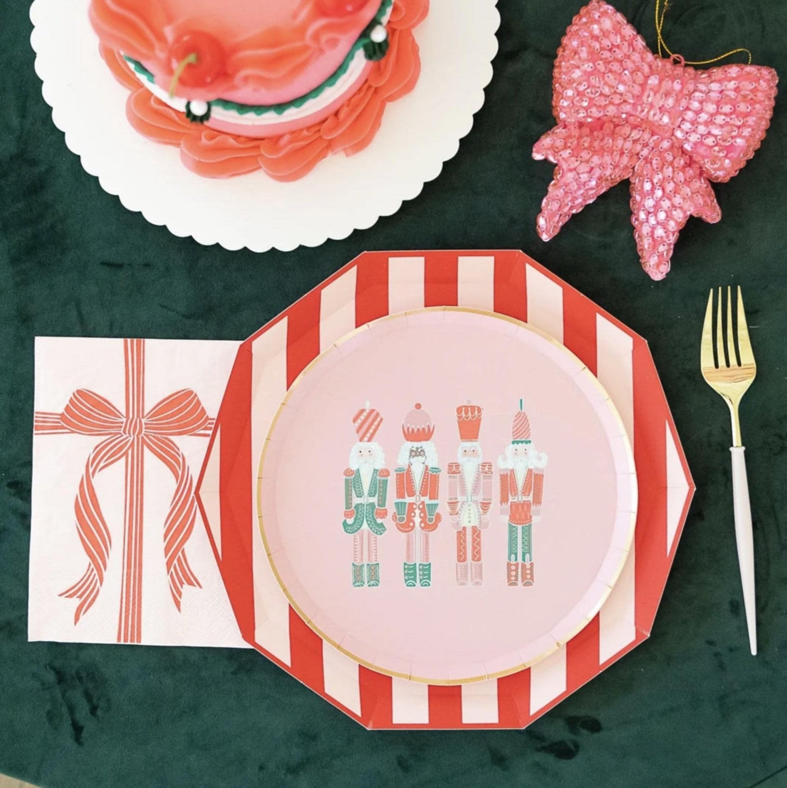 Red & Pink Stripe Plates - Stesha Party