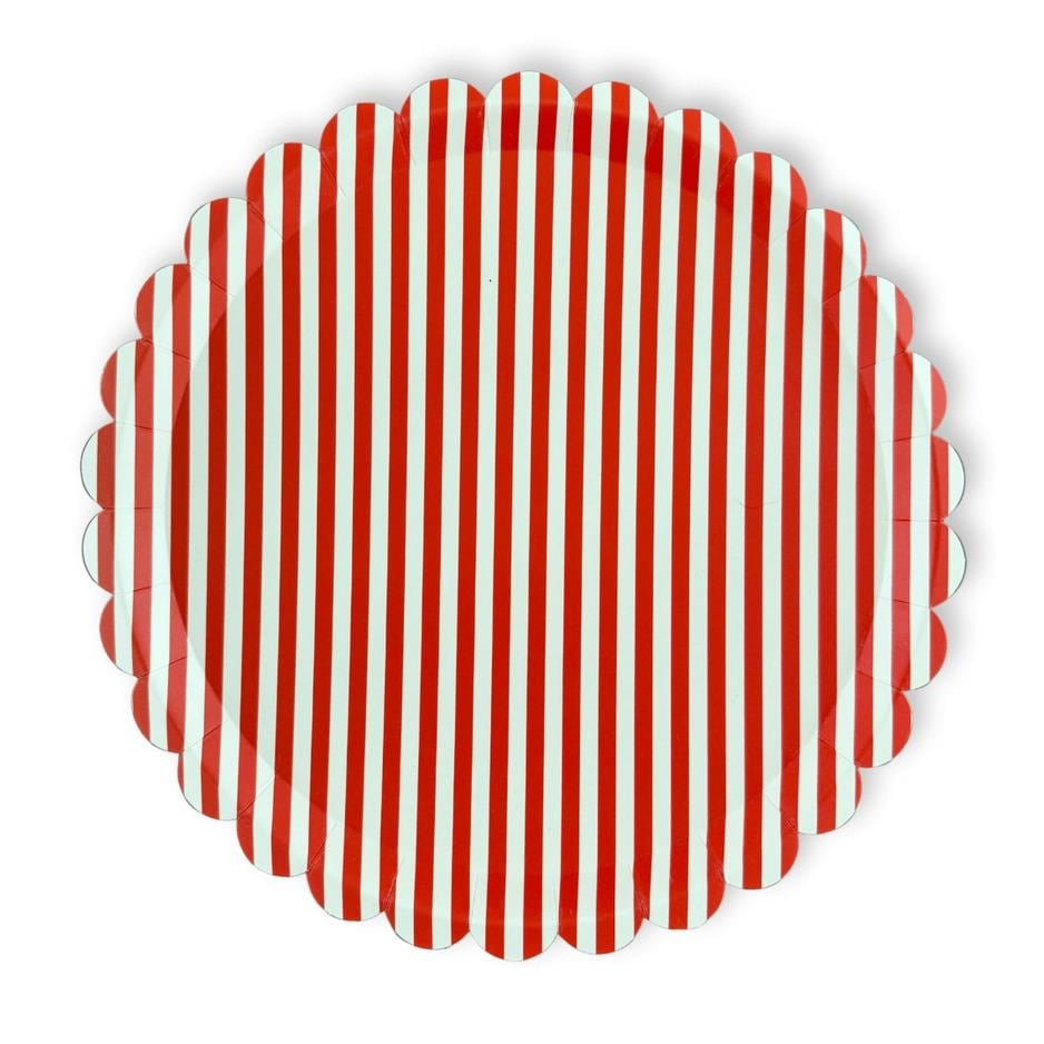 Red Stripe Dinner Plates 12ct - Stesha Party