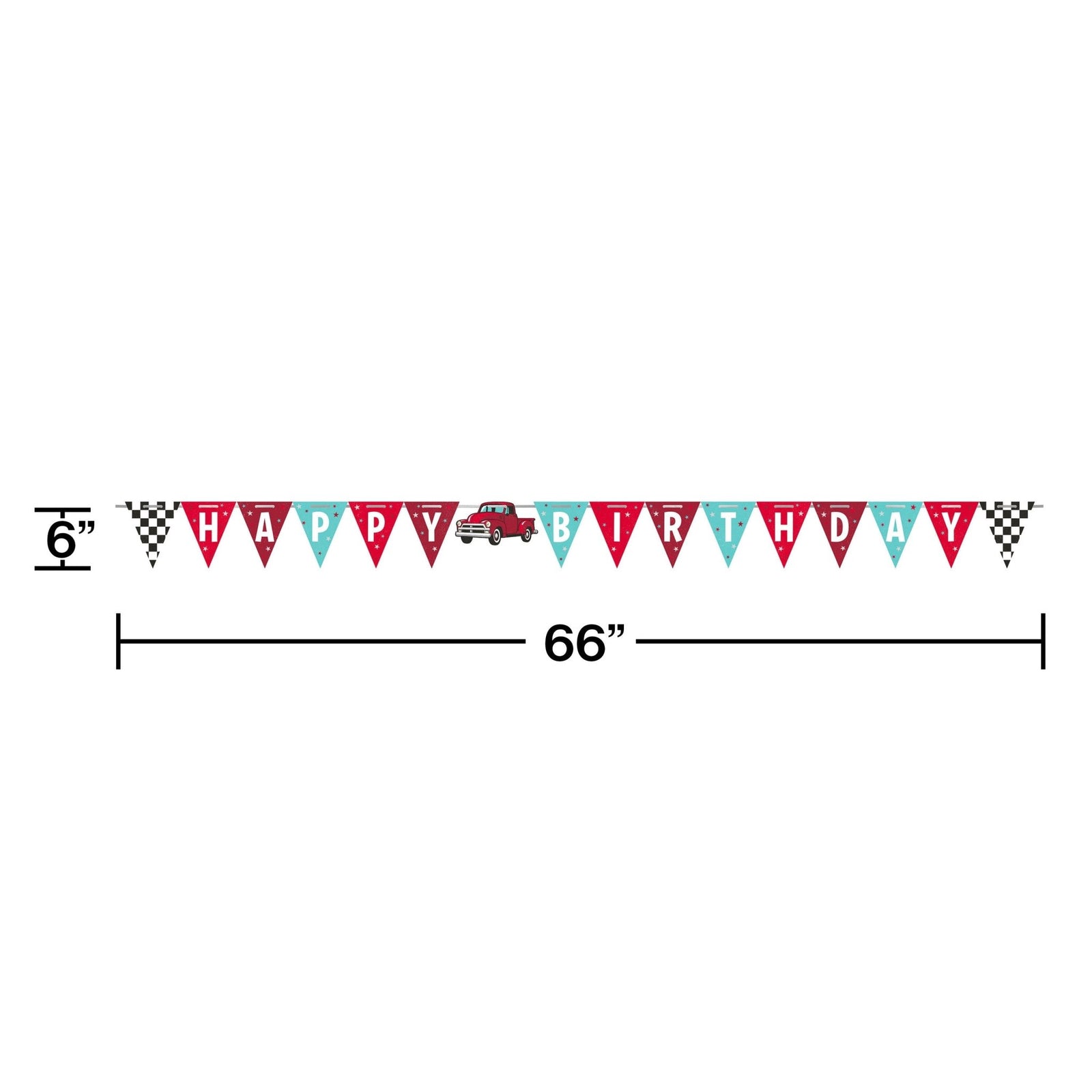 Red Truck Happy Birthday Banner 5.5ft - Stesha Party
