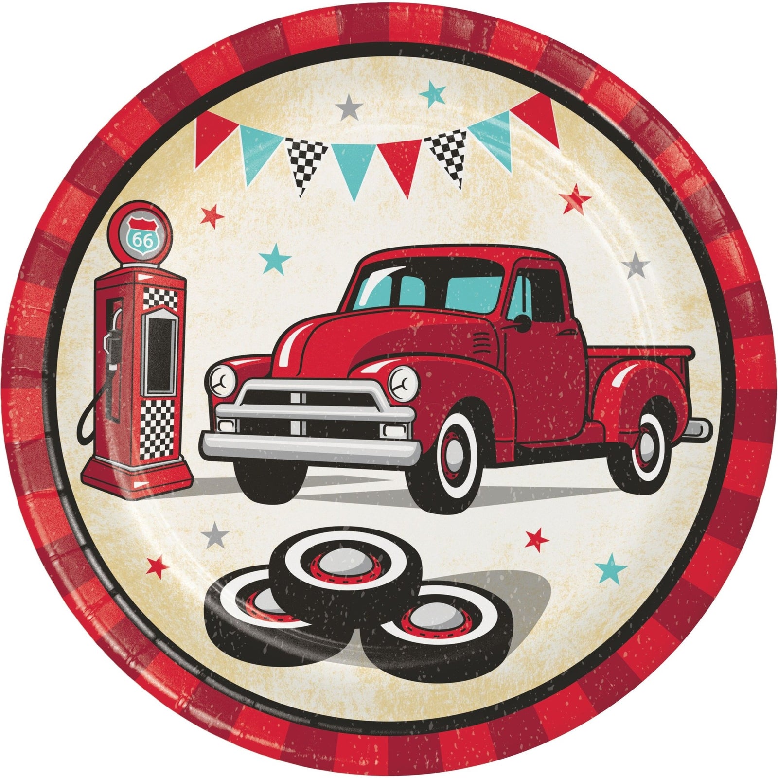 Red Truck Party Cake Plates 8ct - Stesha Party