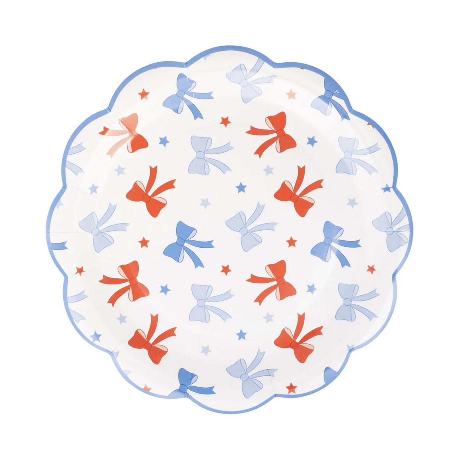 Red White Blue Bow Dinner Plates 8ct - Stesha Party