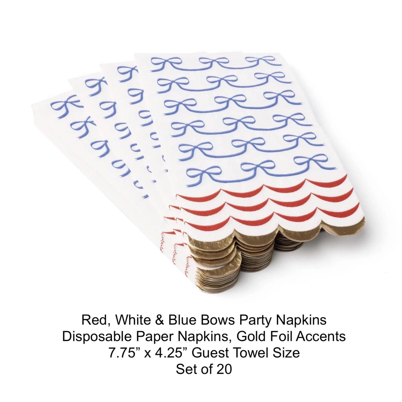 Red, White & Blue Bows Dinner Napkins 20ct - Stesha Party