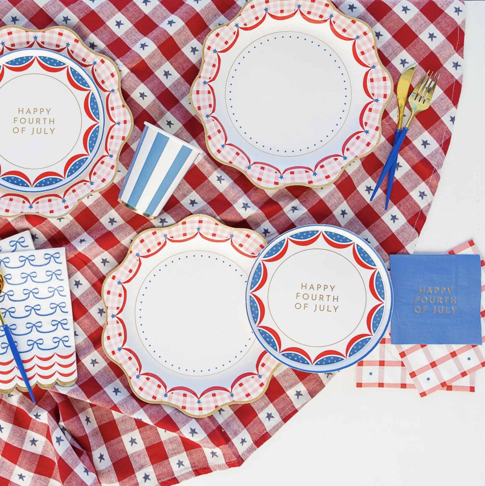 Red, White & Blue Bows Dinner Napkins 20ct - Stesha Party