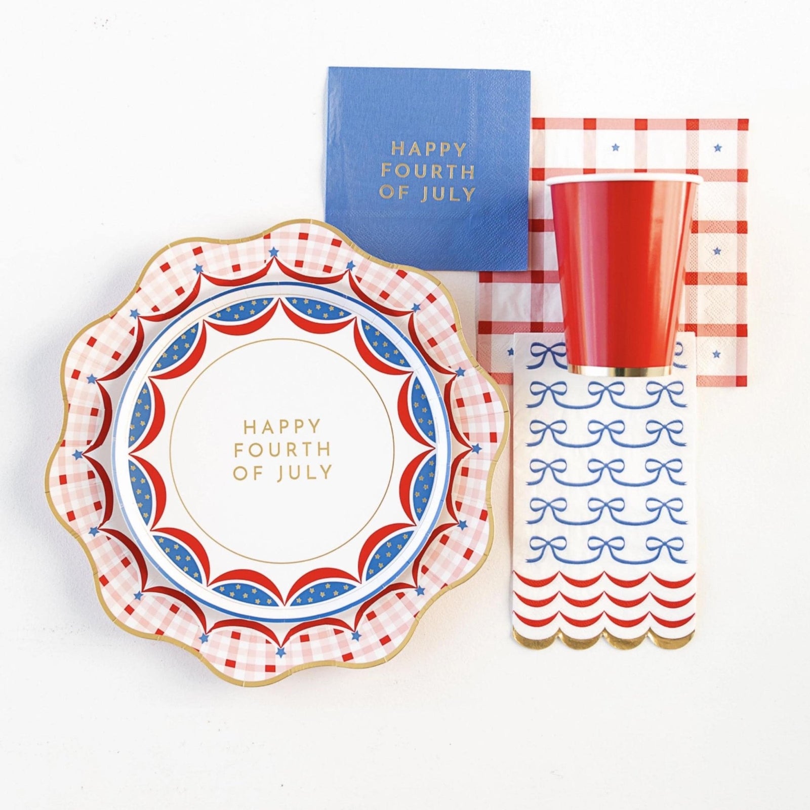 Red, White & Blue Fourth of July Dessert Paper Plates 8ct - Stesha Party