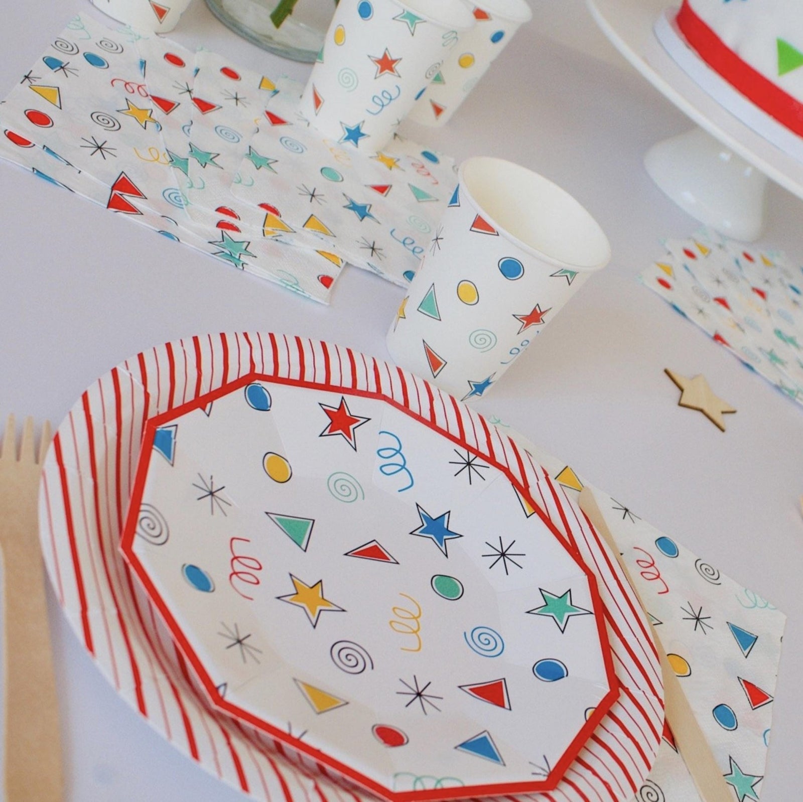 Red & White Striped Plates - Stesha Party