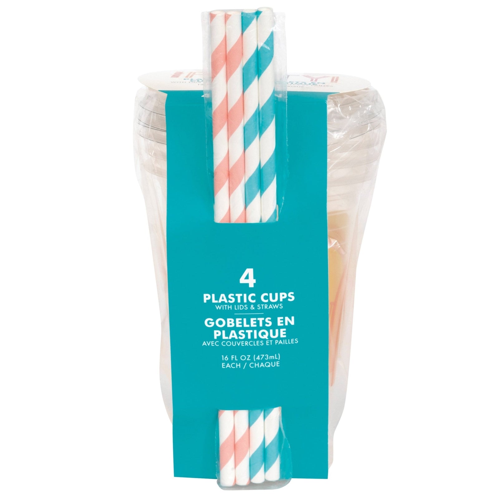 Retro Rainbow Plastic Cups & Straws - Stesha Party