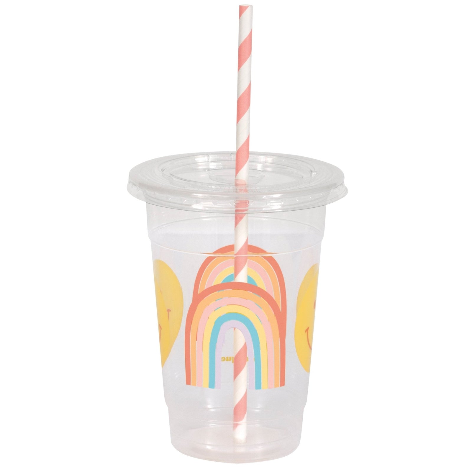 Retro Rainbow Plastic Cups & Straws - Stesha Party