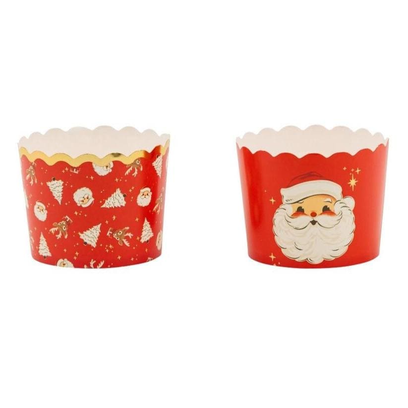 Retro Santa Christmas Baking Cups 50ct - Stesha Party