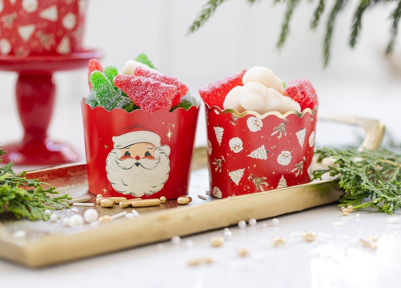 Retro Santa Christmas Baking Cups 50ct - Stesha Party