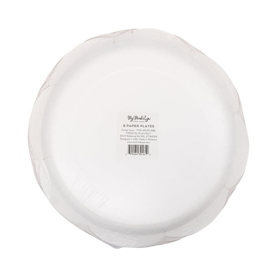 Round Candy Cane Plates - Stesha Party