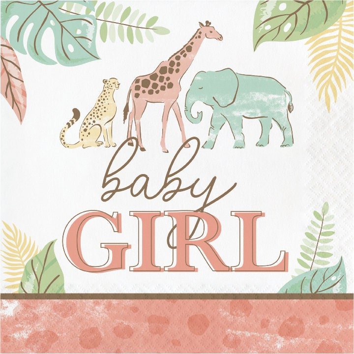 Safari Baby Girl Napkins - Stesha Party