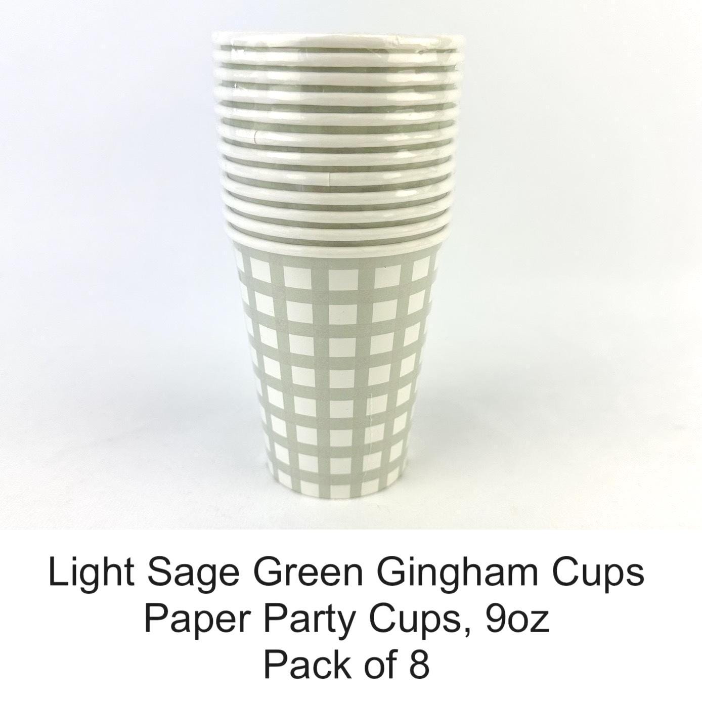 Sage Green 9oz Paper Cups 8ct - Stesha Party