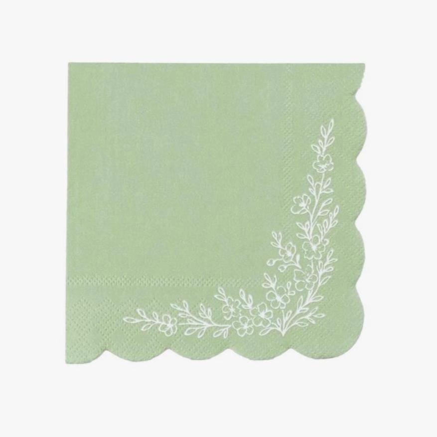 Sage Green Floral Napkins 16ct - Stesha Party