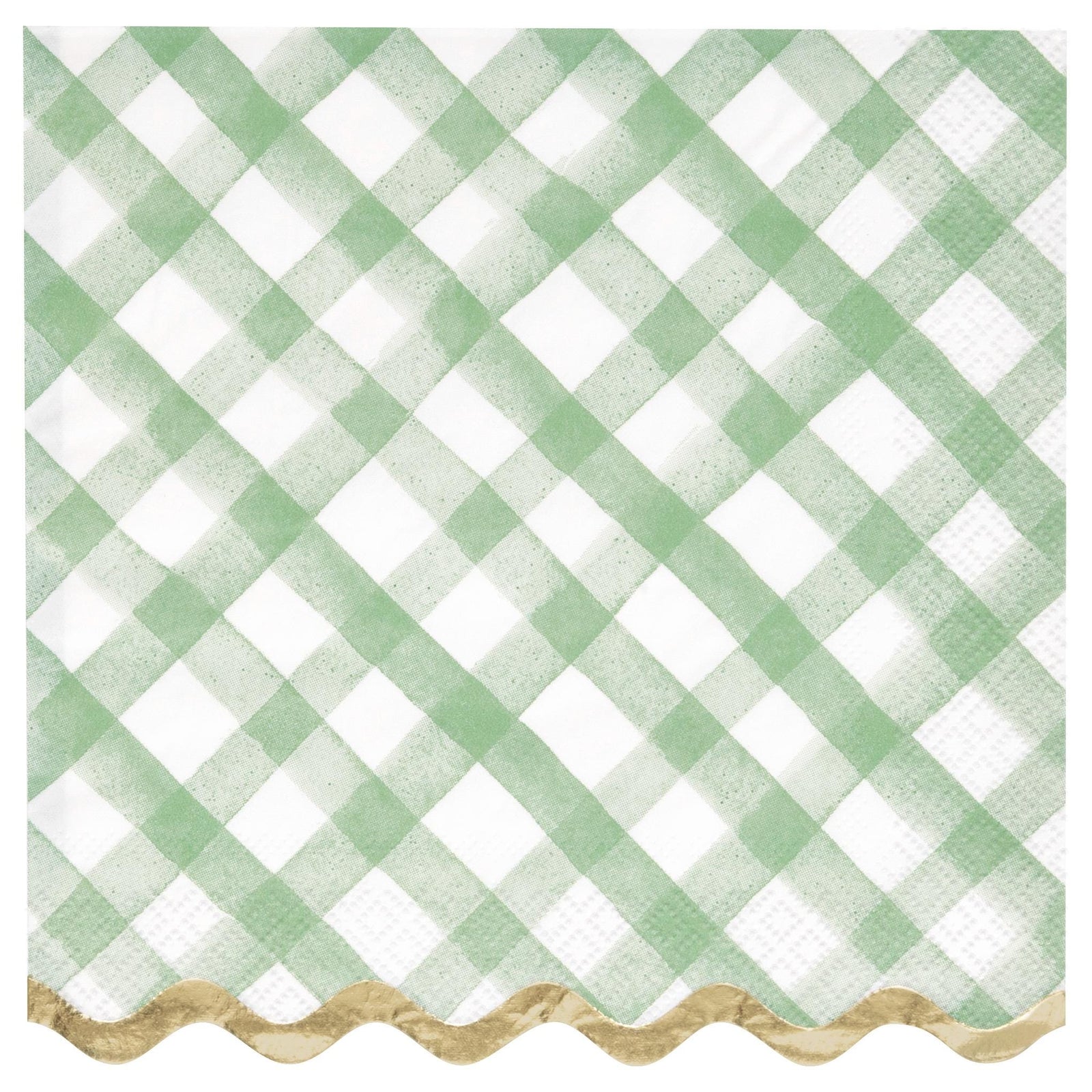 Sage Green Gingham Paper Luncheon Napkins 16ct - Stesha Party