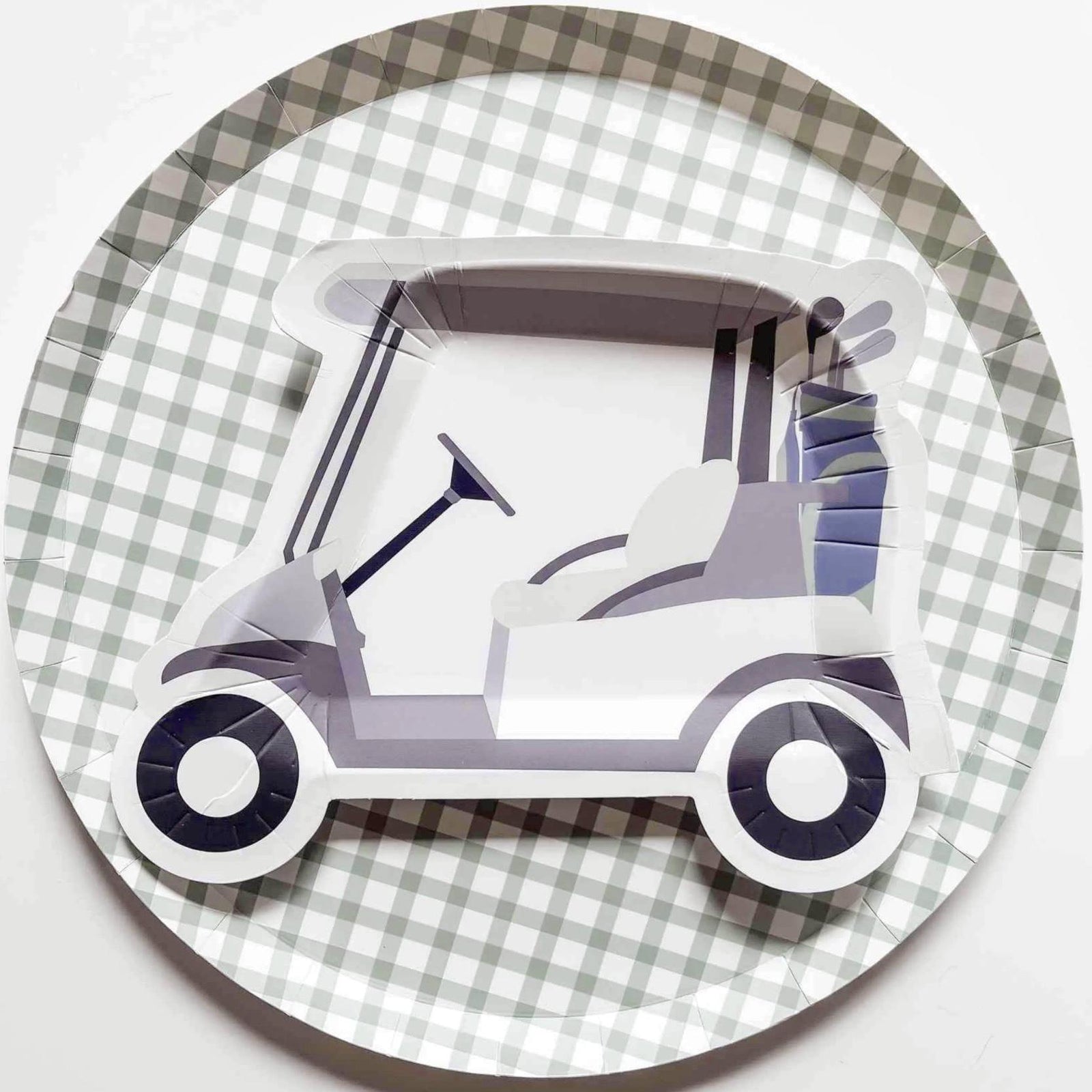 Sage Green Gingham Plates 12ct - Stesha Party